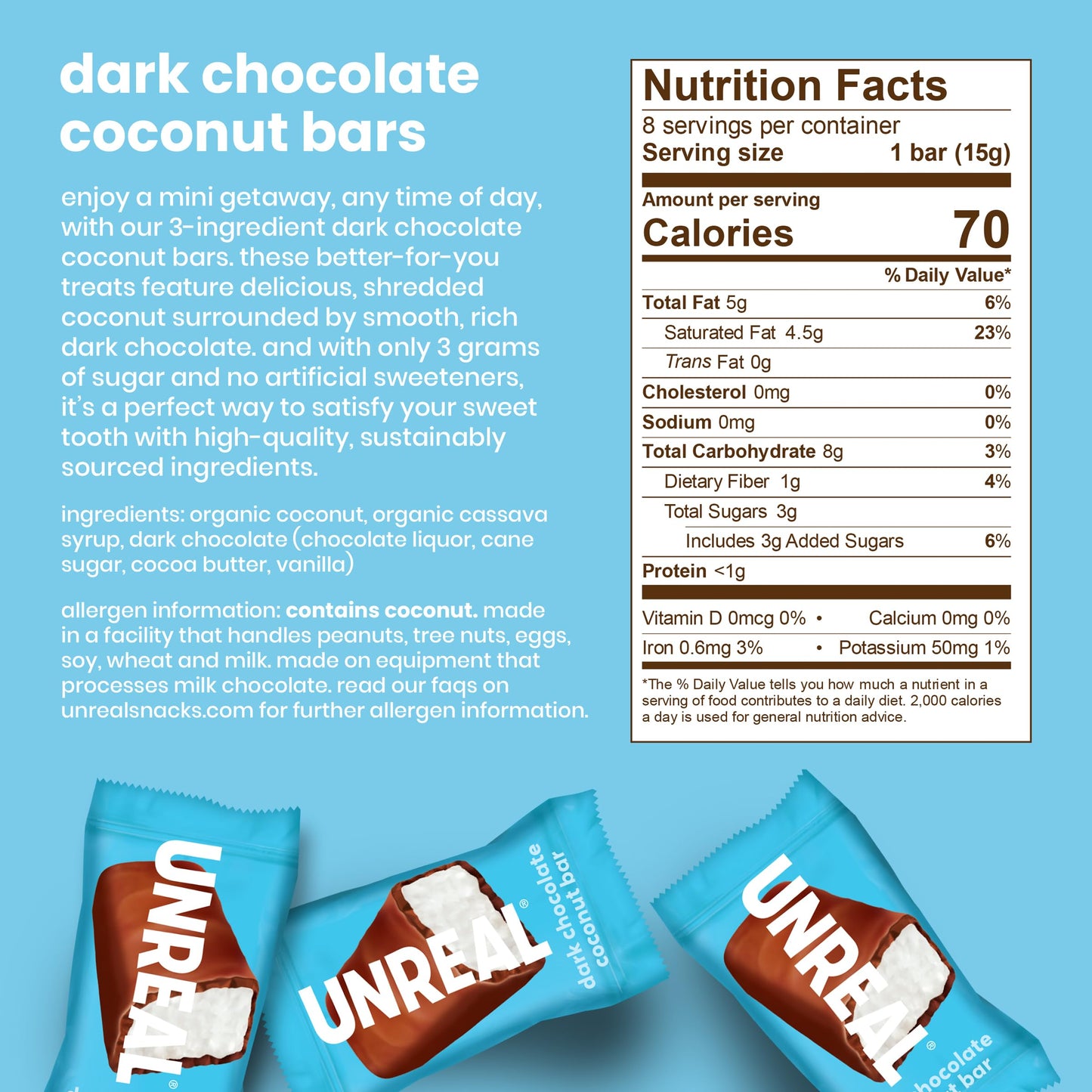 Unreal Choc Drk Ccnt Bar Bag 4.2 OZ