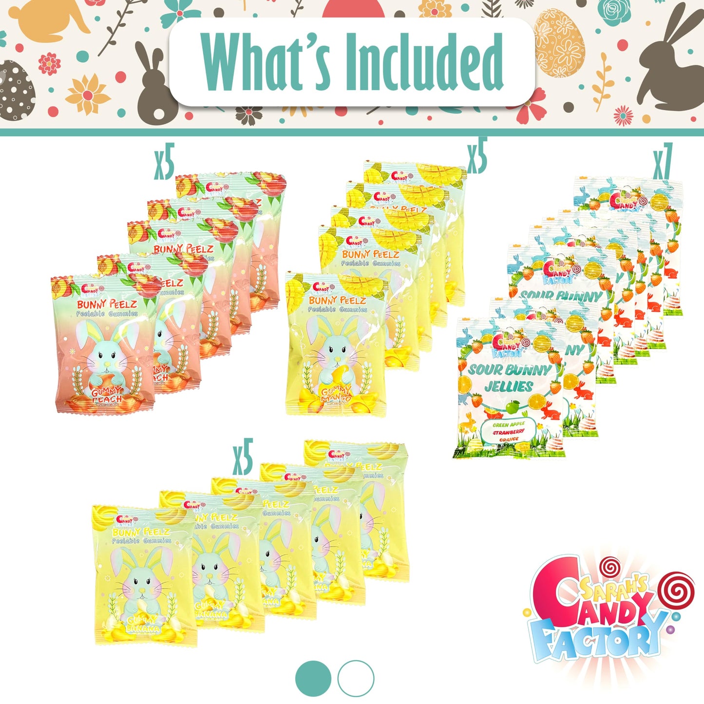 Easter Snack Basket (52 Count) Filled With Candy, Peelable Gummies,Treats, Bunny And More, Great Package For Family, Friends, Ki