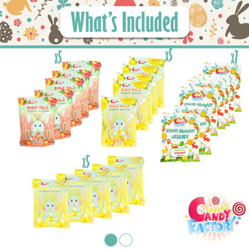 Easter Snack Basket (52 Count) Filled With Candy, Peelable Gummies,Treats, Bunny And More, Great Package For Family, Friends, Ki