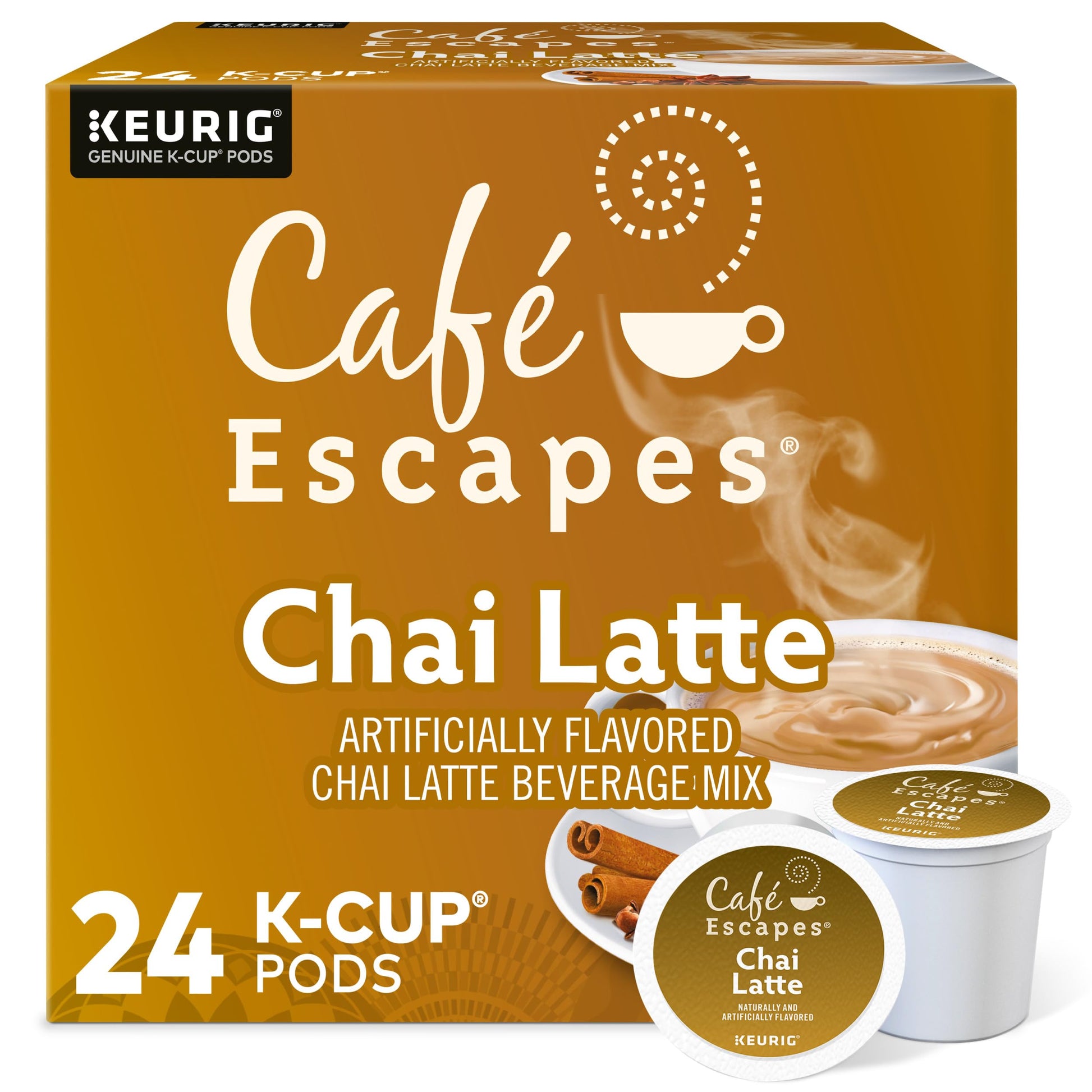 Café Escapes Chai Latte K-Cup Pods, 24 Count, Coffee, Model 5000203028