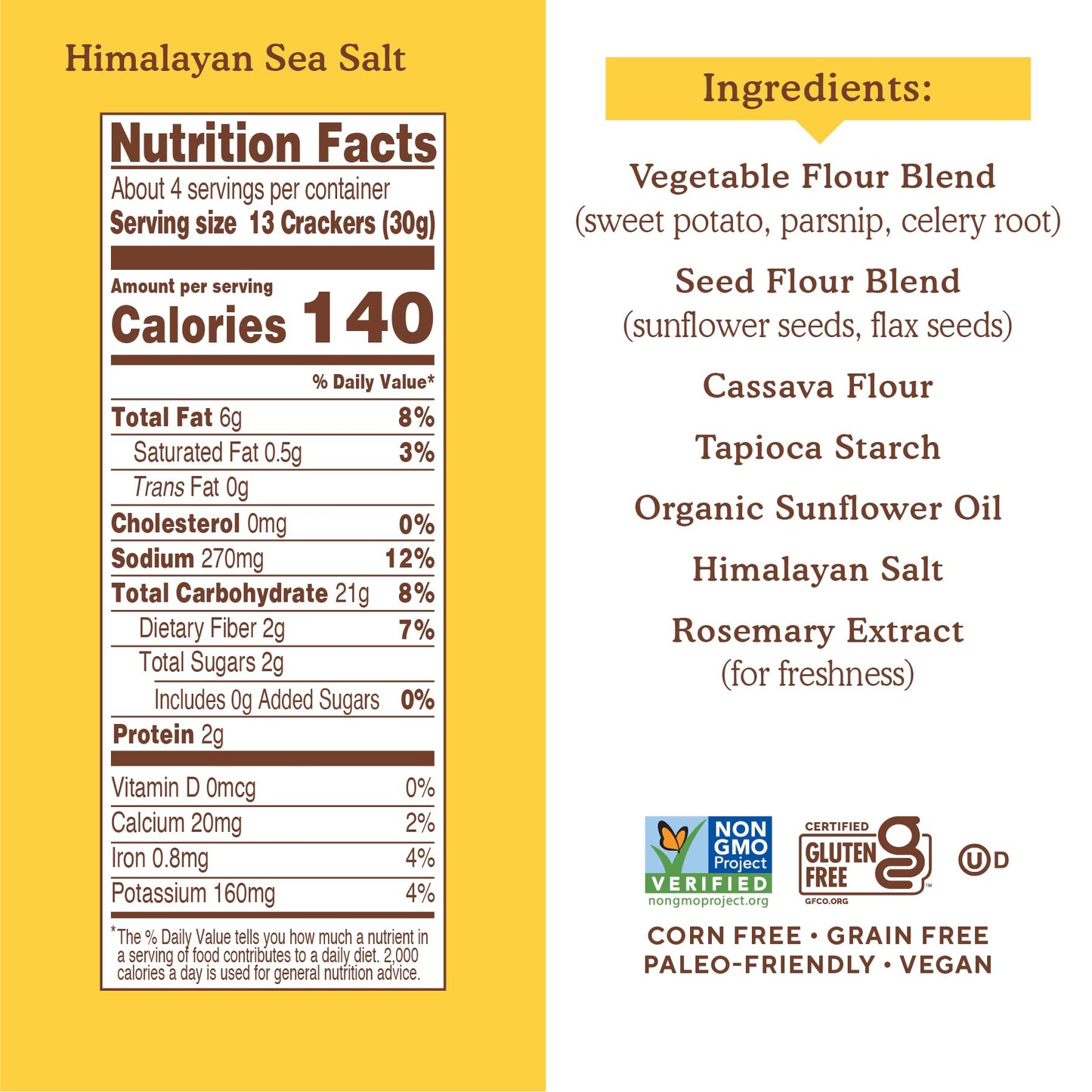 Simple Mills Veggie Pita Crackers, Himalayan Salt - Gluten Free, Vegan, Healthy Snacks, Paleo Friendly, 4.25 Ounce (Pack of 6)