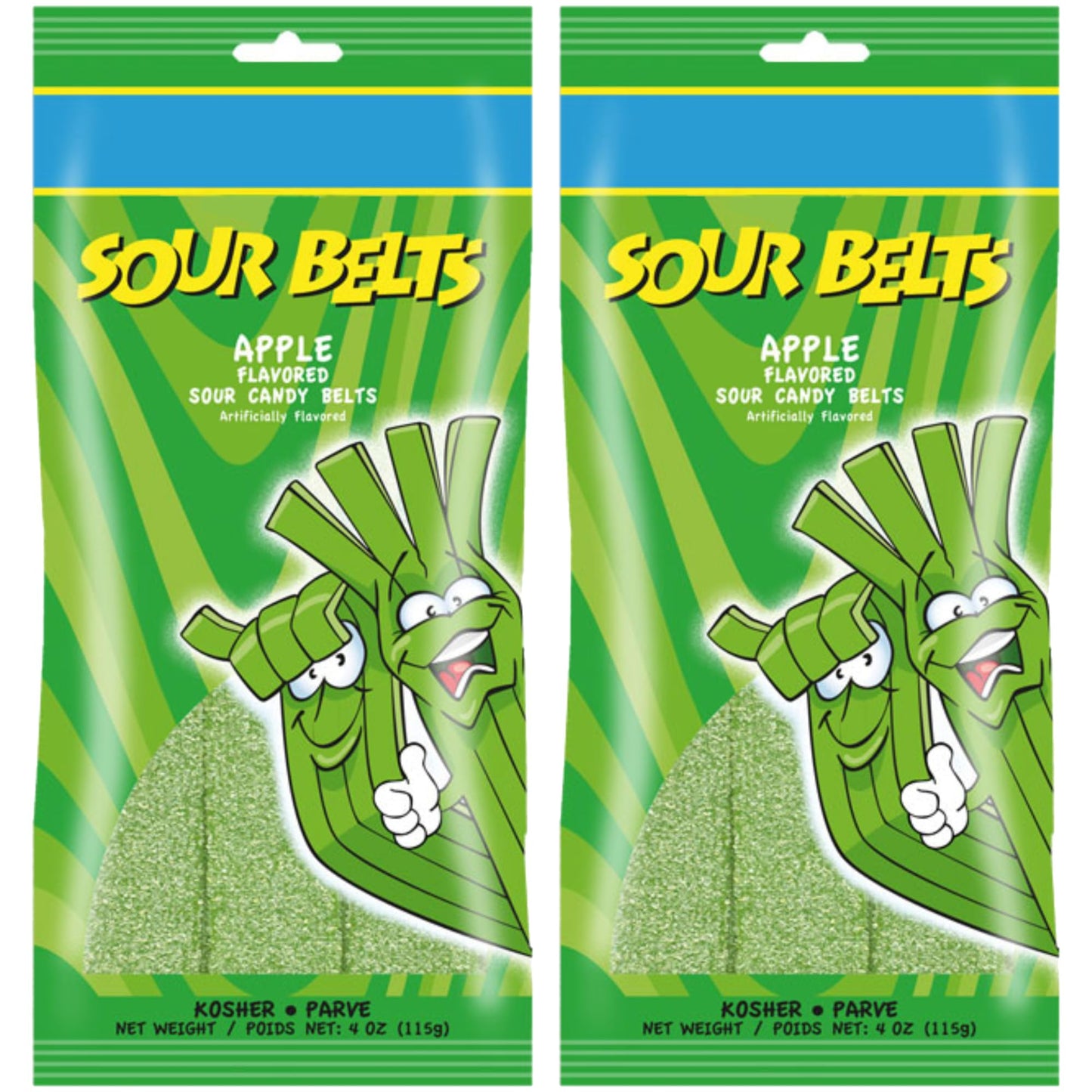 SNACKTERY Green Apple Sour Belts - Vegan & Kosher Candy - 4 oz - 2 Pack - Perfect for St. Patricks Day Party Favors