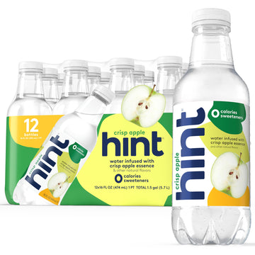 Hint Fruit-Infused Bottled Water, Crisp Apple - Sugar Free Flavored Water with Zero Calories, Naturally Flavored, and No Artific