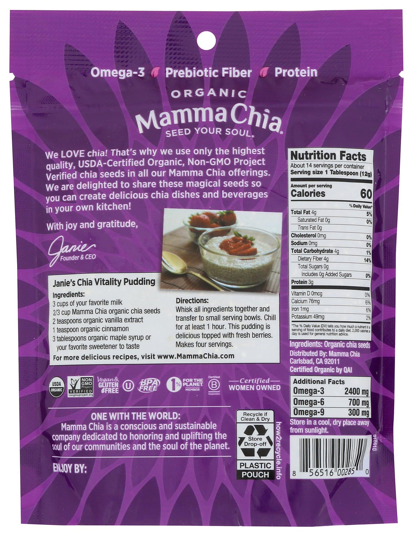 Mamma chia Organic Seeds Black 6 Ounce