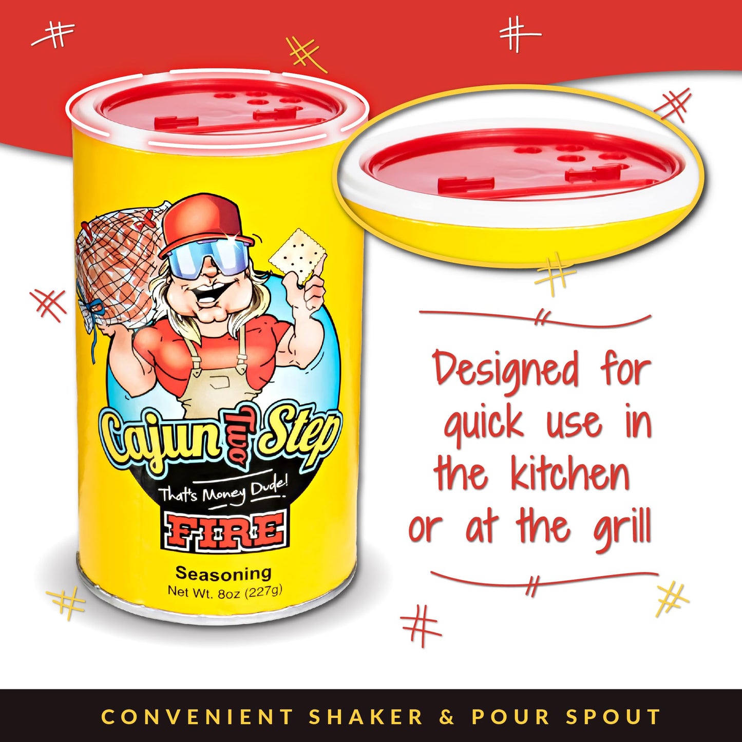 Cajun Two Step Seasoning by StaleKracker - 8 pck, Fire Seasoning for Authentic Creole Louisiana Cuisine (64 oz.)