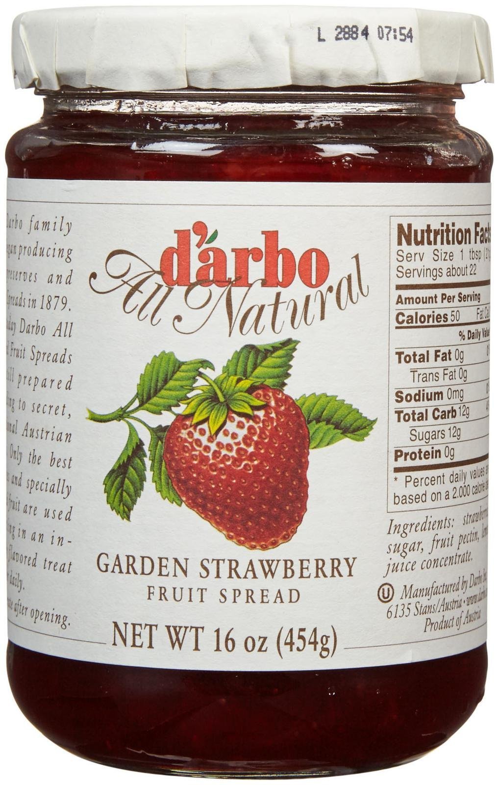 D'Arbo All Natural Fruit Spread, Strawberry, 16 Oz