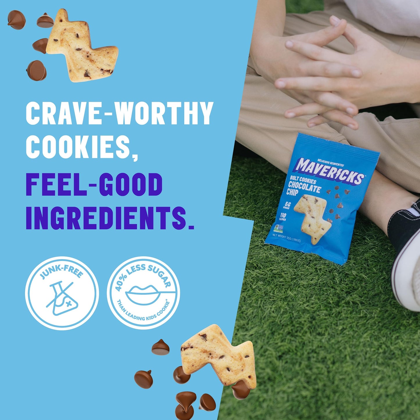Mavericks Cookie Variety Pack - Healthy Cookies, Plant-Based Snack For Kids - Chocolate Chip & Birthday Cake - 2 Boxes (16 Pouch