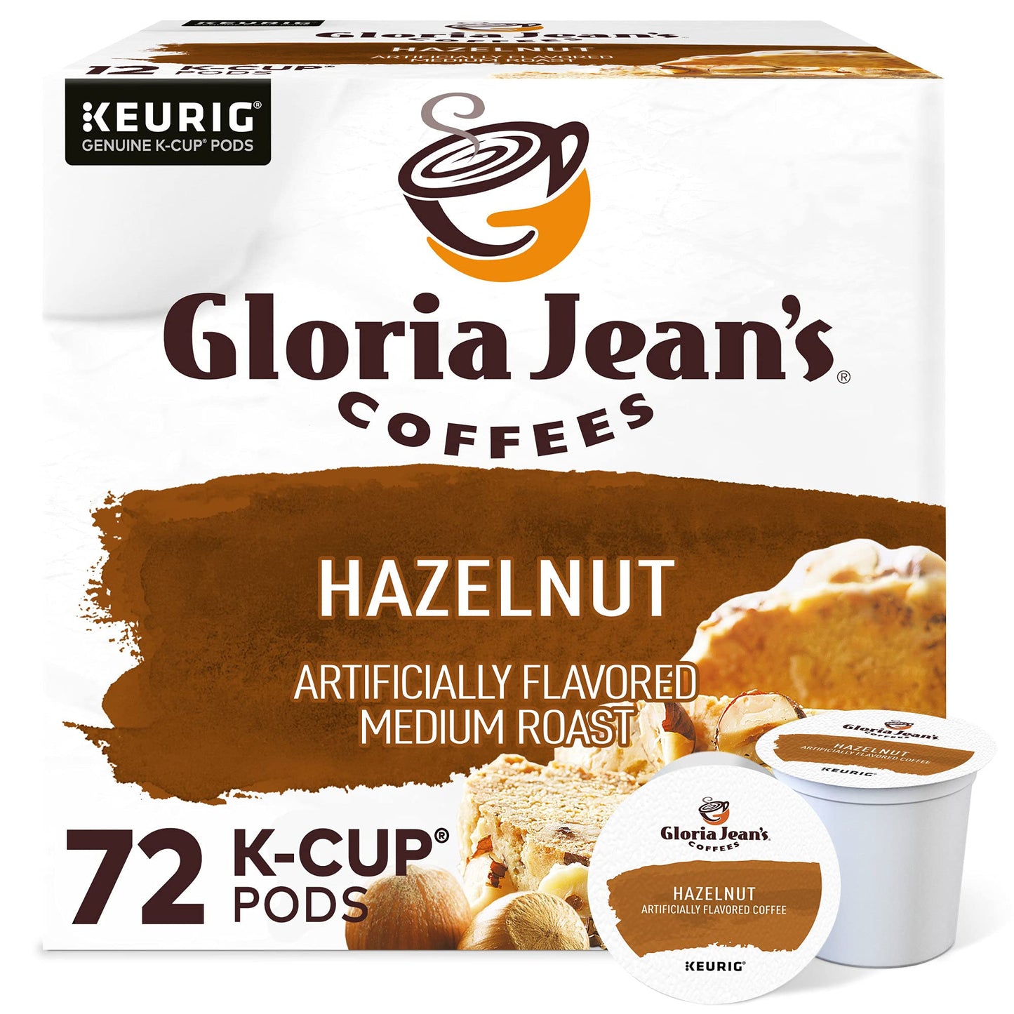 Gloria Jeans Coffees Hazelnut Flavored Medium Roast K-Cup Pods, 72 Count