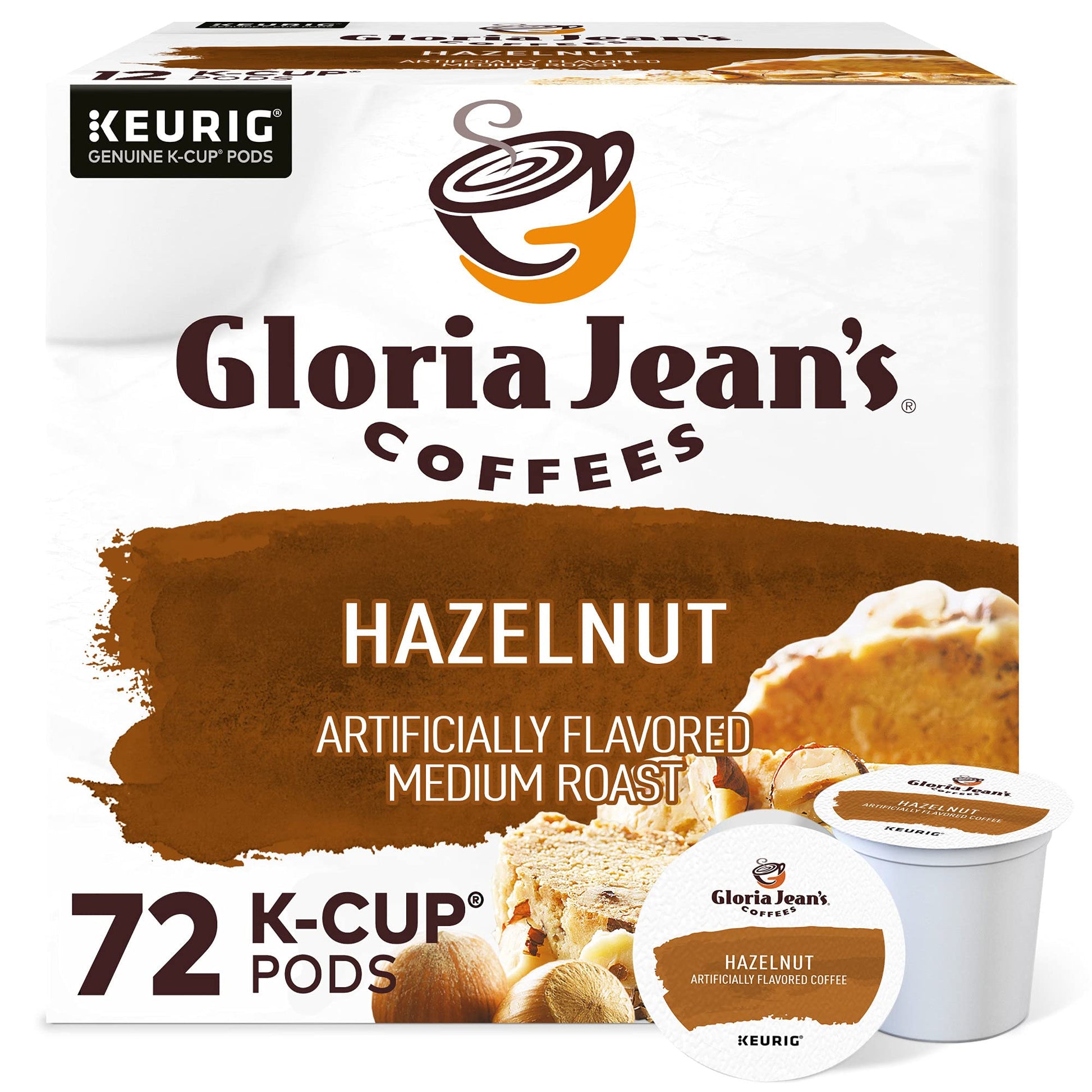 Gloria Jeans Coffees Hazelnut Flavored Medium Roast K-Cup Pods, 72 Count