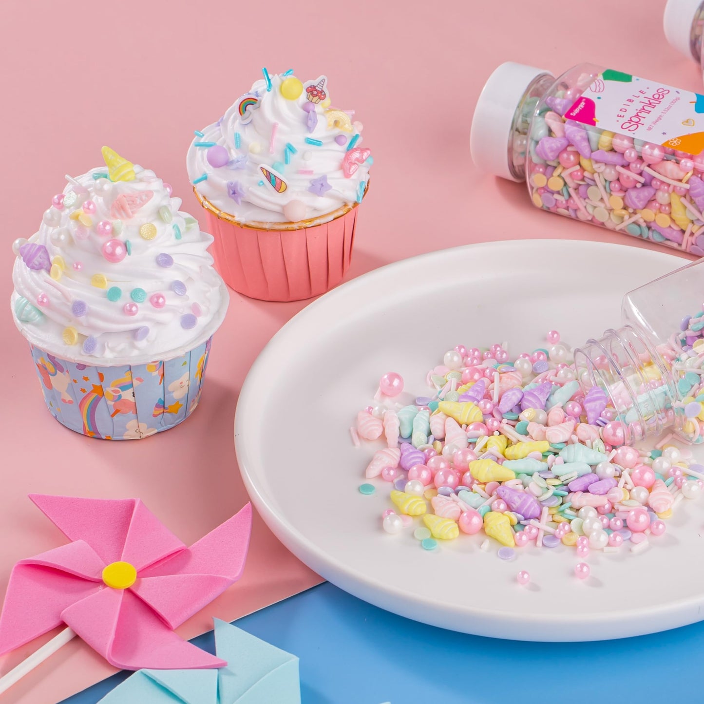 Ice Cream Sprinkles Mix | Pink Purple Blue Yellow | Sprinkles For Cake Decorating | Cupcake Toppers | Ice Cream | Cookie | Fancy