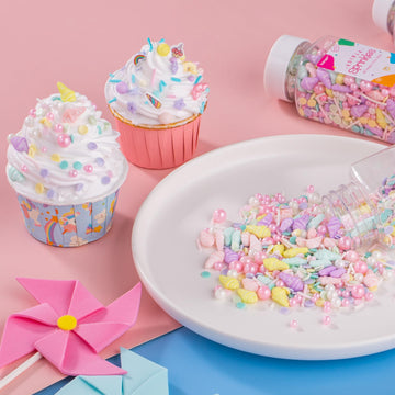 Ice Cream Sprinkles Mix | Pink Purple Blue Yellow | Sprinkles For Cake Decorating | Cupcake Toppers | Ice Cream | Cookie | Fancy