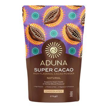 Aduna Super-Cacao Powder | 100% Natural Ghanaian Cacao For Heart Health & Energy Support | Natural Vegan Source Of Magnesium, Flavanols & Iron | Superfood For Hot Chocolate, Smoothies, & Baking | 275G