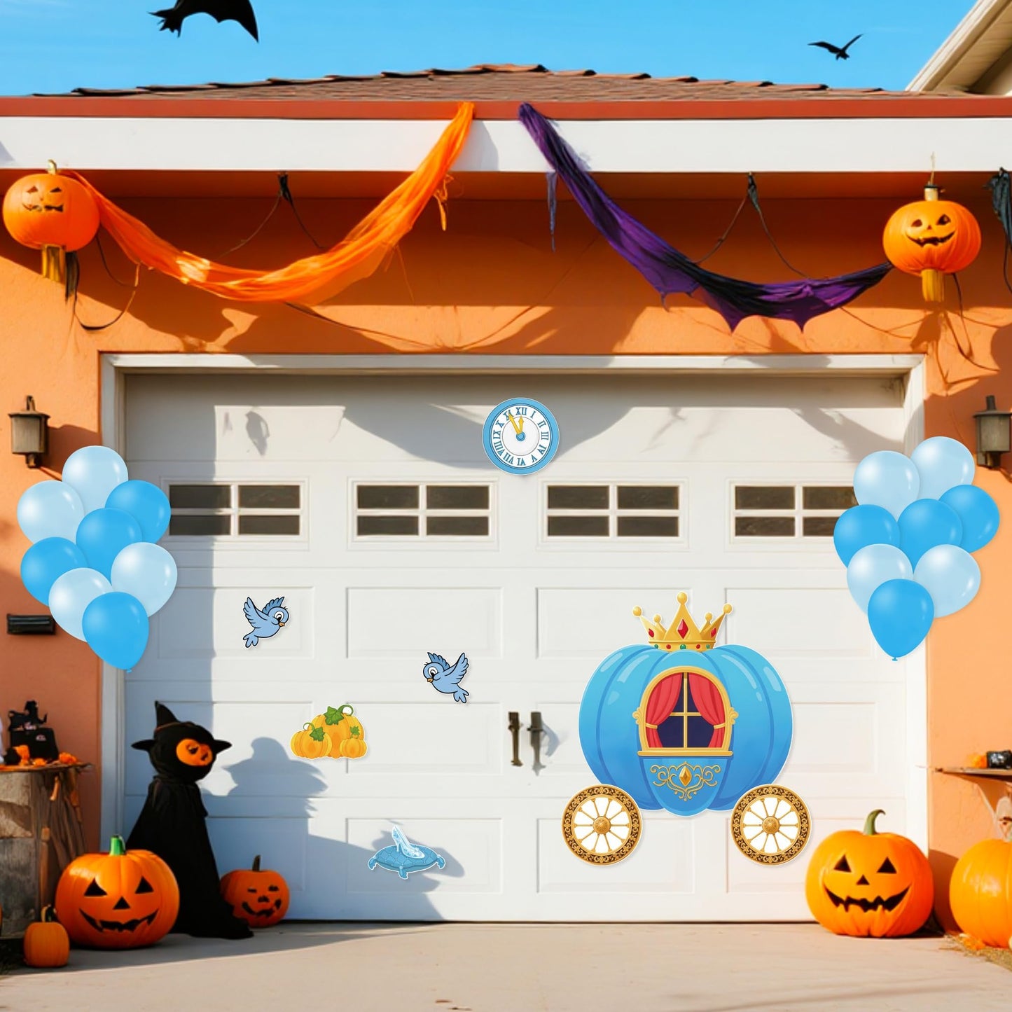 Feuid Gniea Christmas Trunk or Treat Decorations - 42Pcs Car Archway, Blue Pumpkin Cutouts, Balloons for Outdoor Decor, Model DZ-FS01844M