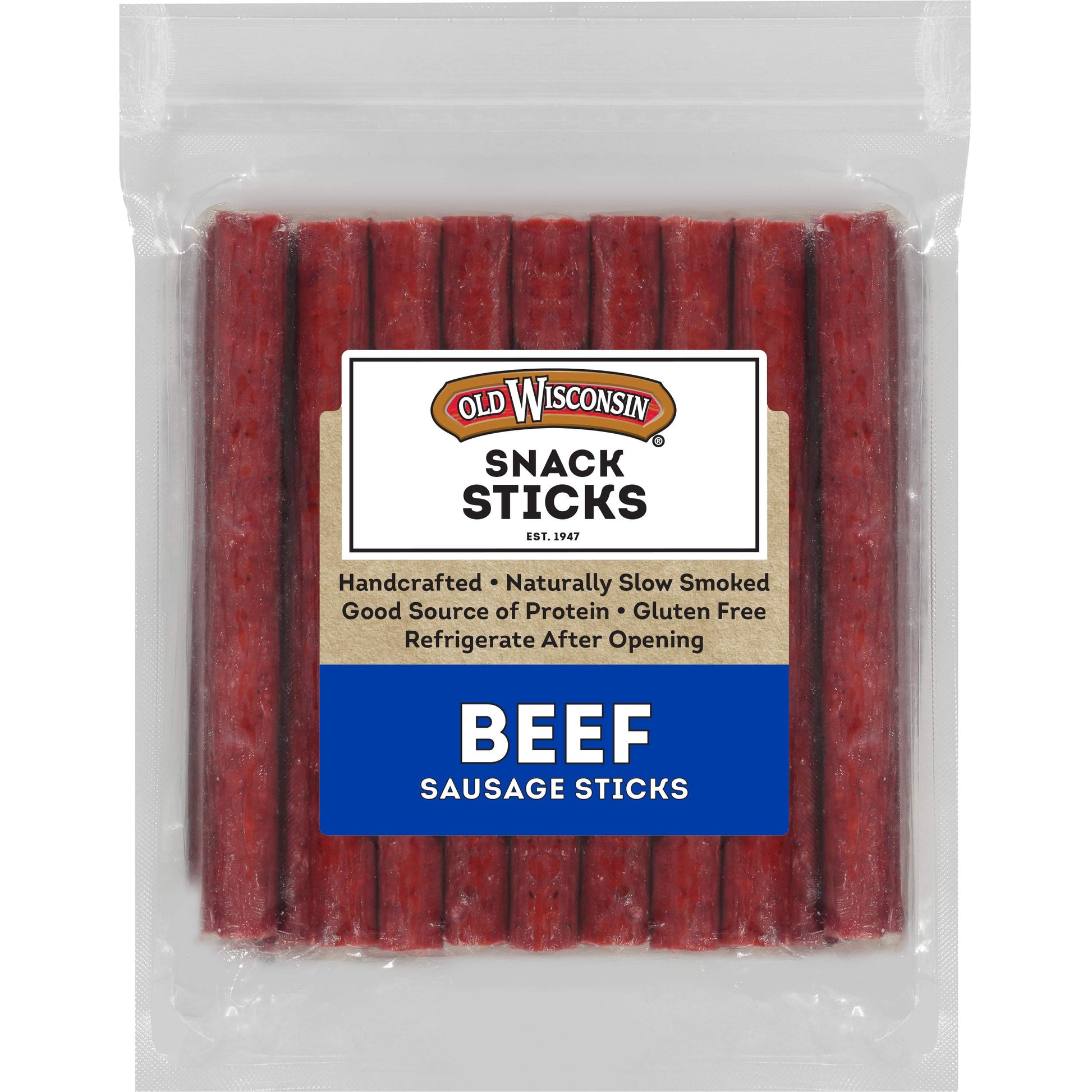 Old Wisconsin Beef Sausage Snack Sticks, High Protein, Low Carb, Gluten Free, 26 Ounce Resealable Package