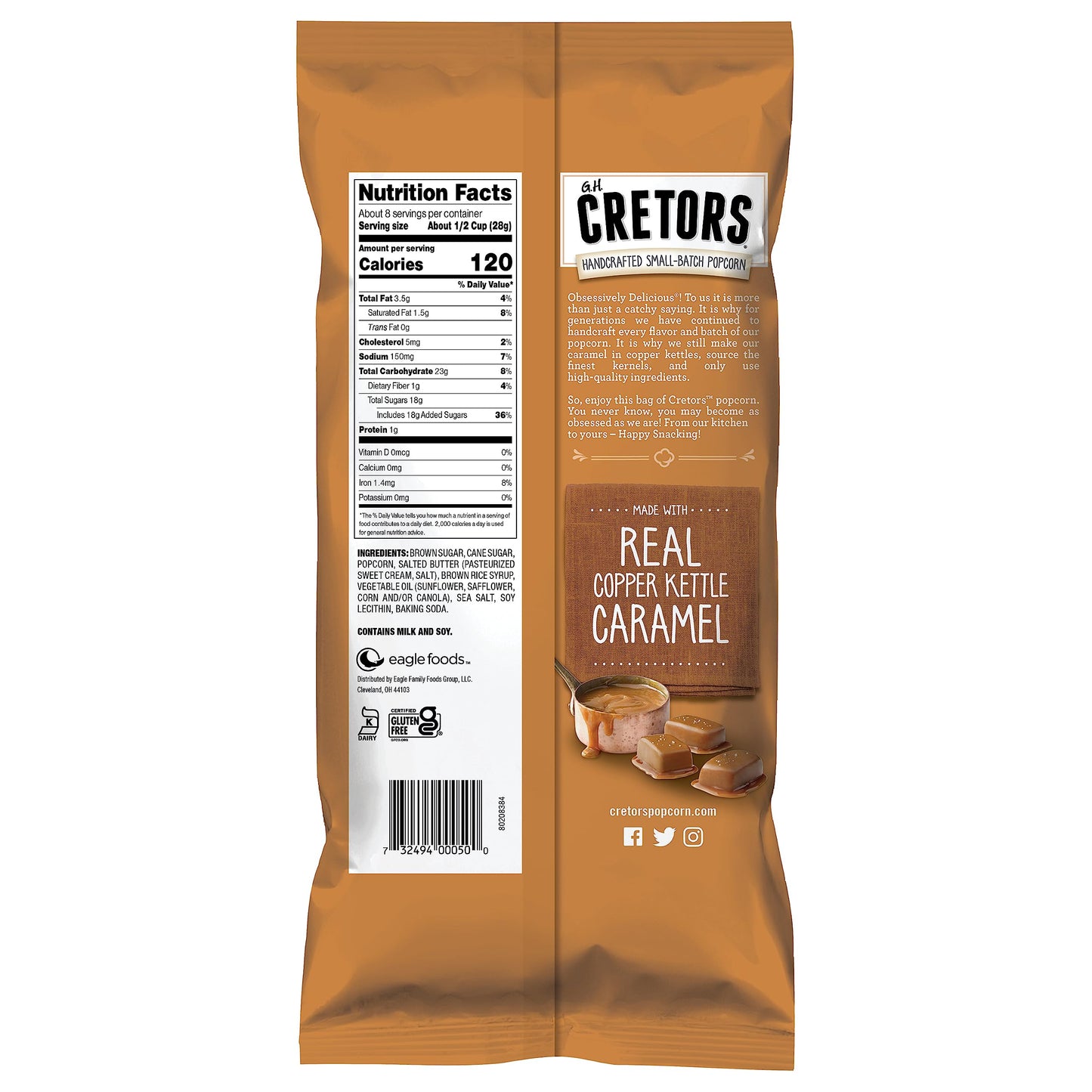 G.H. Cretors Popcorn, Caramel Corn, 8 Ounce (Pack Of 12)