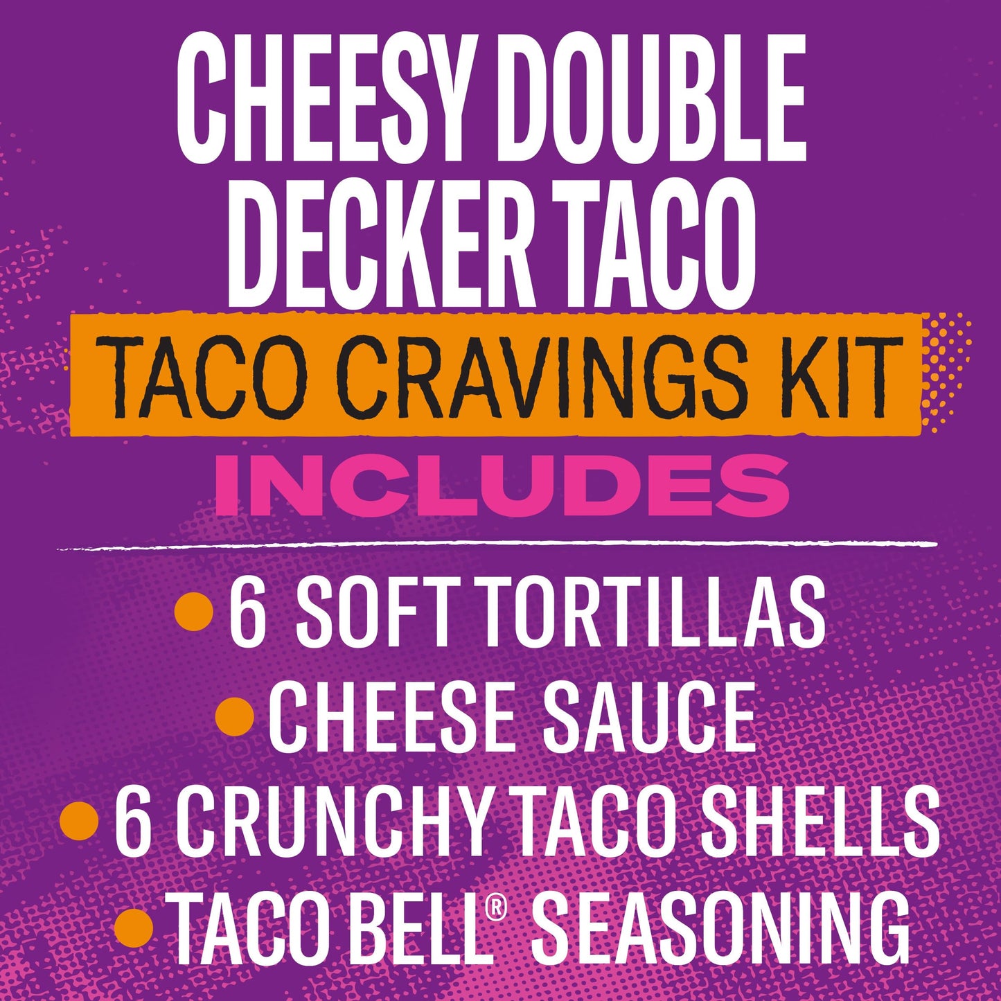 Taco Bell Cheesy Double Decker Taco Dinner Kit with 6 Soft Tortillas, 6 Crunchy Taco Shells, Velveeta Cheese Sauce & Seasoning,