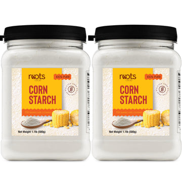 Roots Circle 100% Pure Corn Starch | 2 [17oz] Airtight Containers | All Natural Thickener for Soups  Stews  Gravy  Baking Pies  Puddings & Cakes | Gluten-Free  Non-GMO  Vegan  Kosher  Food-Grade