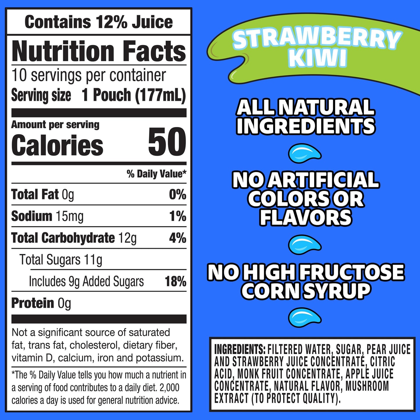 Capri Sun Strawberry Kiwi Naturally Flavored Kids Juice Drink Blend (10 ct Box, 6 fl oz Pouches)