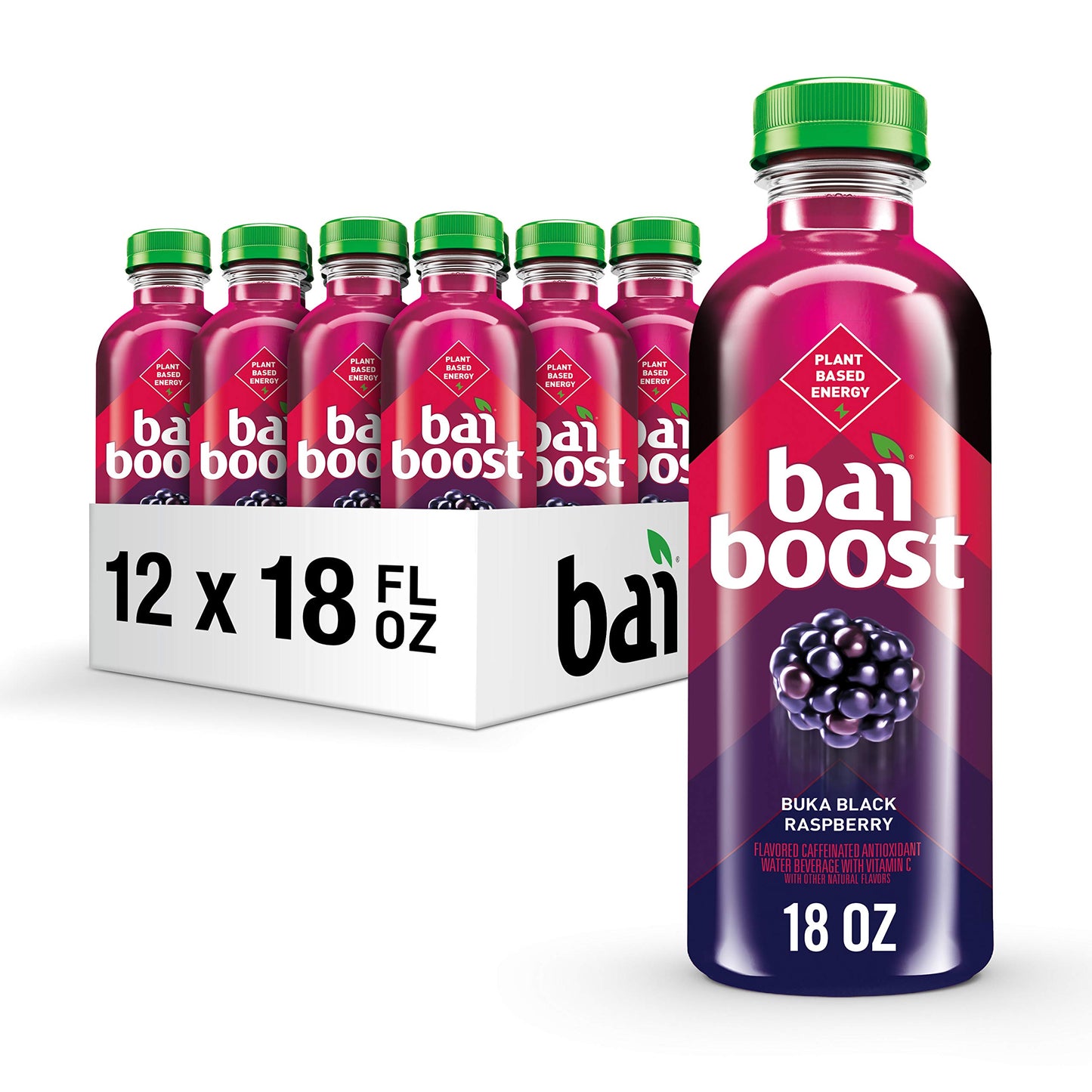 Bai Boost Buka Black Raspberry Antioxidant Beverage, 18 fl oz Bottle, Pack of 12