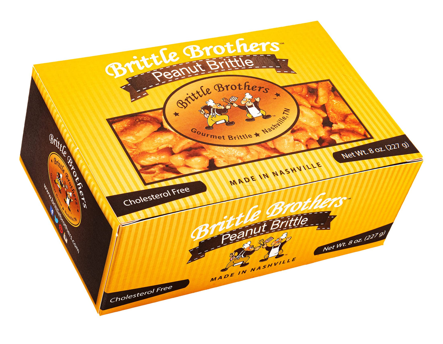 Brittle Brothers Peanut Brittle - 8 Oz Box - Voted #1 In America - 4 X'S More Nuts! - Cashew Pecan Bacon Corporate Gift Men Wome