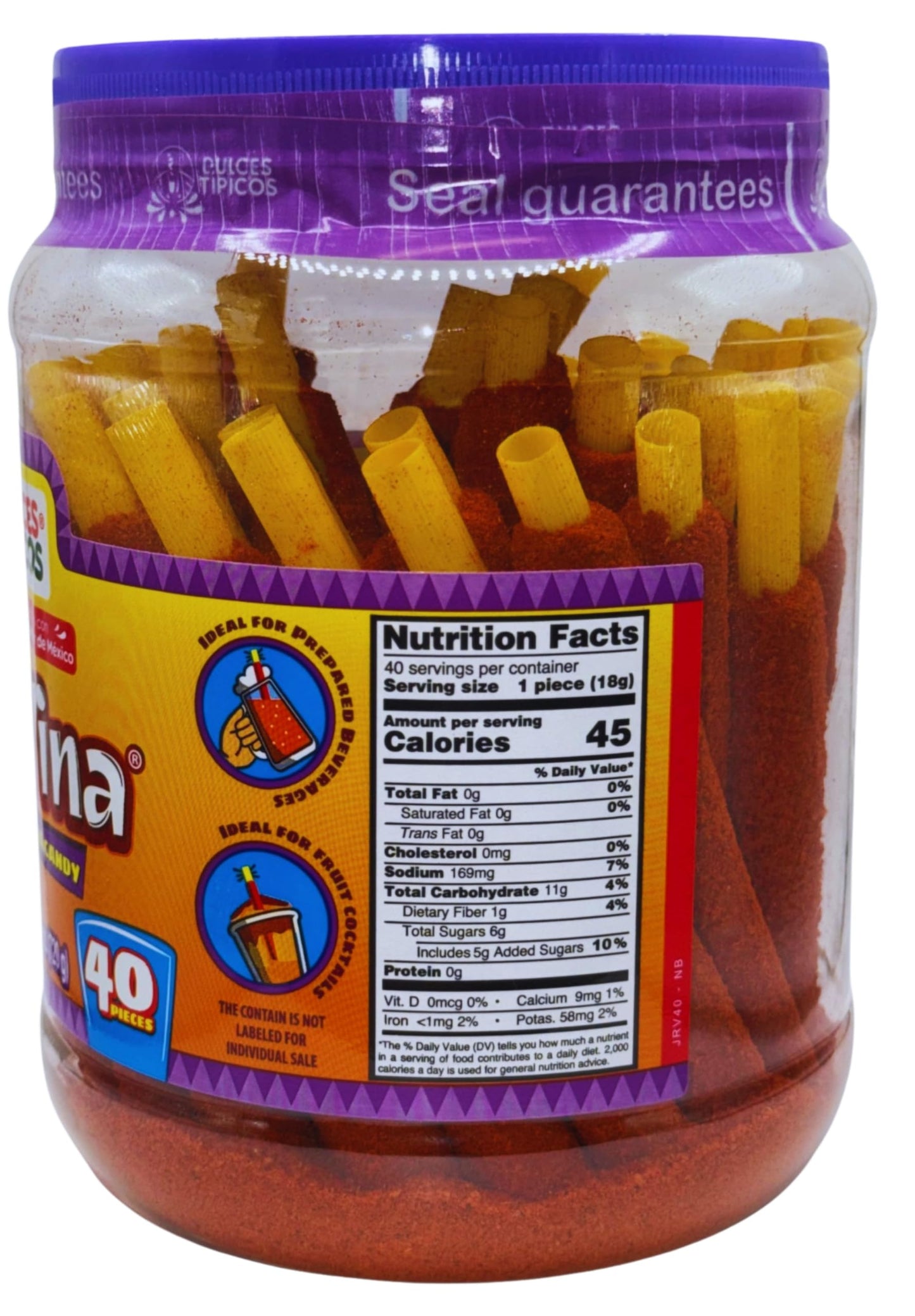Dulces Tipicos Jabalina Tamarind Flavor Candy - 40 Pieces - 1 lb - Mexican Sweets - Red