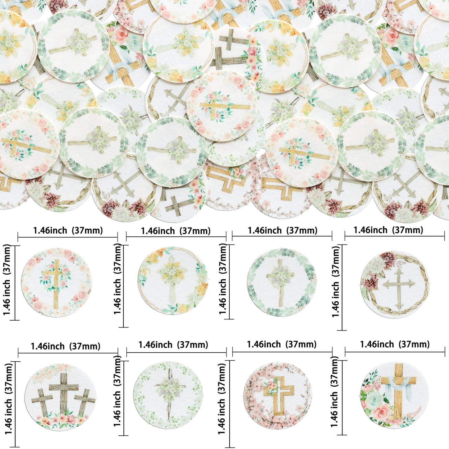 Gyufise 48Pcs Edible Floral Happy Easter Cupcake Toppers Wafer Paper God Bless Cupcake Picks Edible Easter Bunny Cupcake Decors
