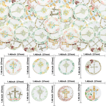Gyufise 48Pcs Edible Floral Happy Easter Cupcake Toppers Wafer Paper God Bless Cupcake Picks Edible Easter Bunny Cupcake Decors