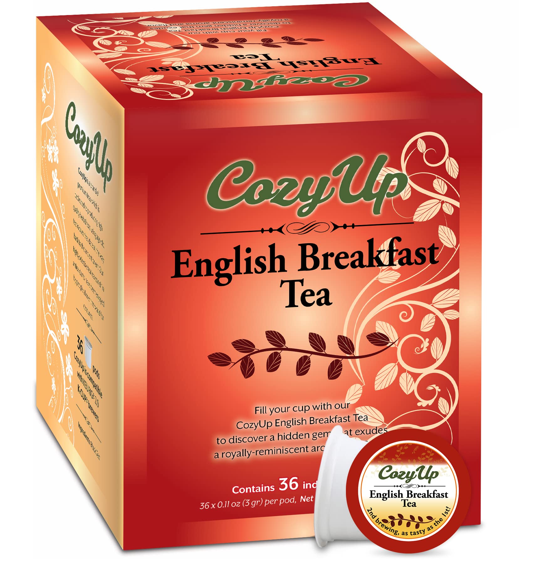Cozy Up English Breakfast Black Tea Pods for Keurig K-Cup Brewers, 36 Count, Model TE-02C-1