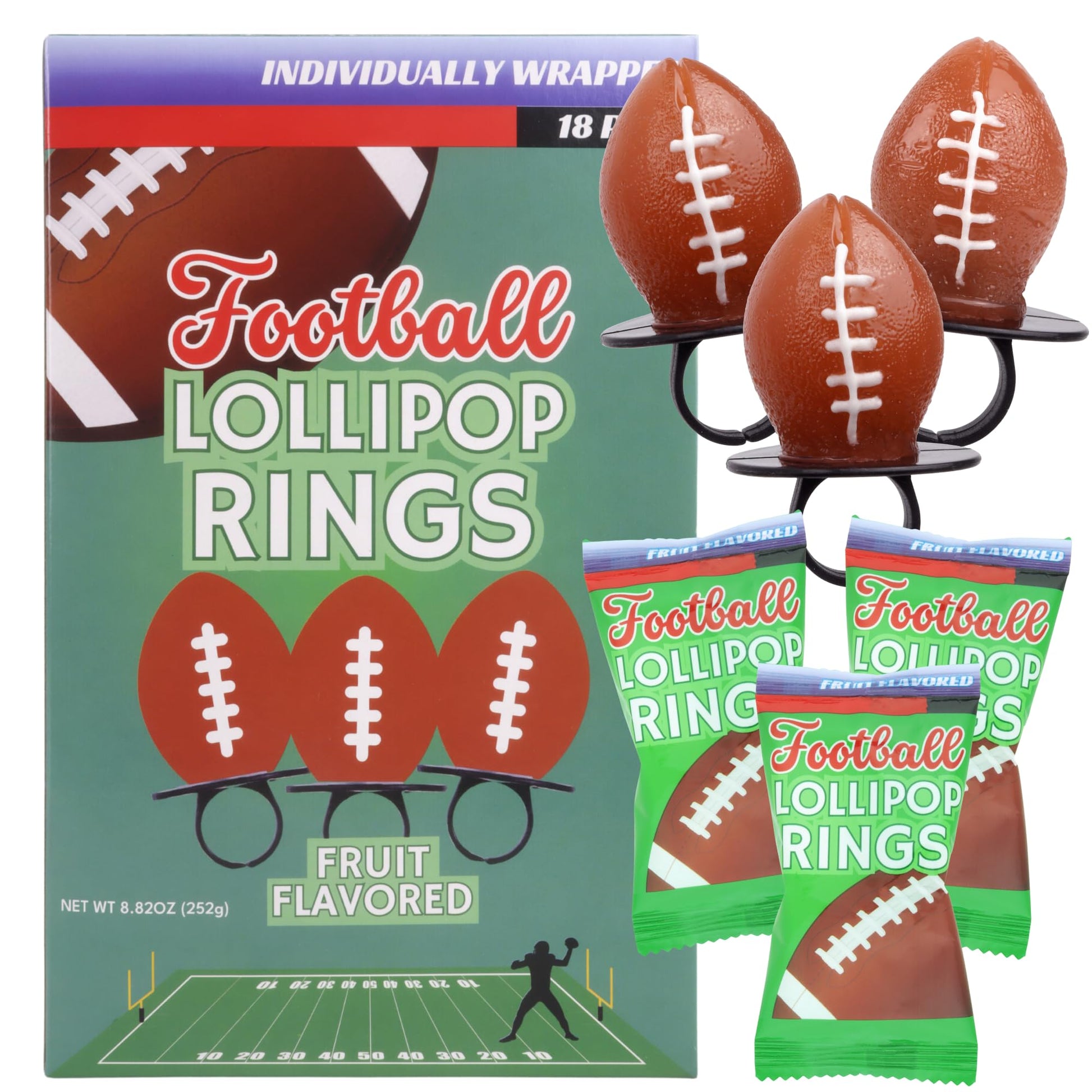 Lil League Football Candy Lollipop Rings  Individually Wrapped For Tailgates  Birthday Party Favors  And End Of Season Banquets  18 Suckers
