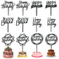 Chewarelly Birthday Cake Topper Set, Acrylic Bunting Decor, 4.5 x 6.3 inches, Black, Model HBCTAC06, 12 Pack
