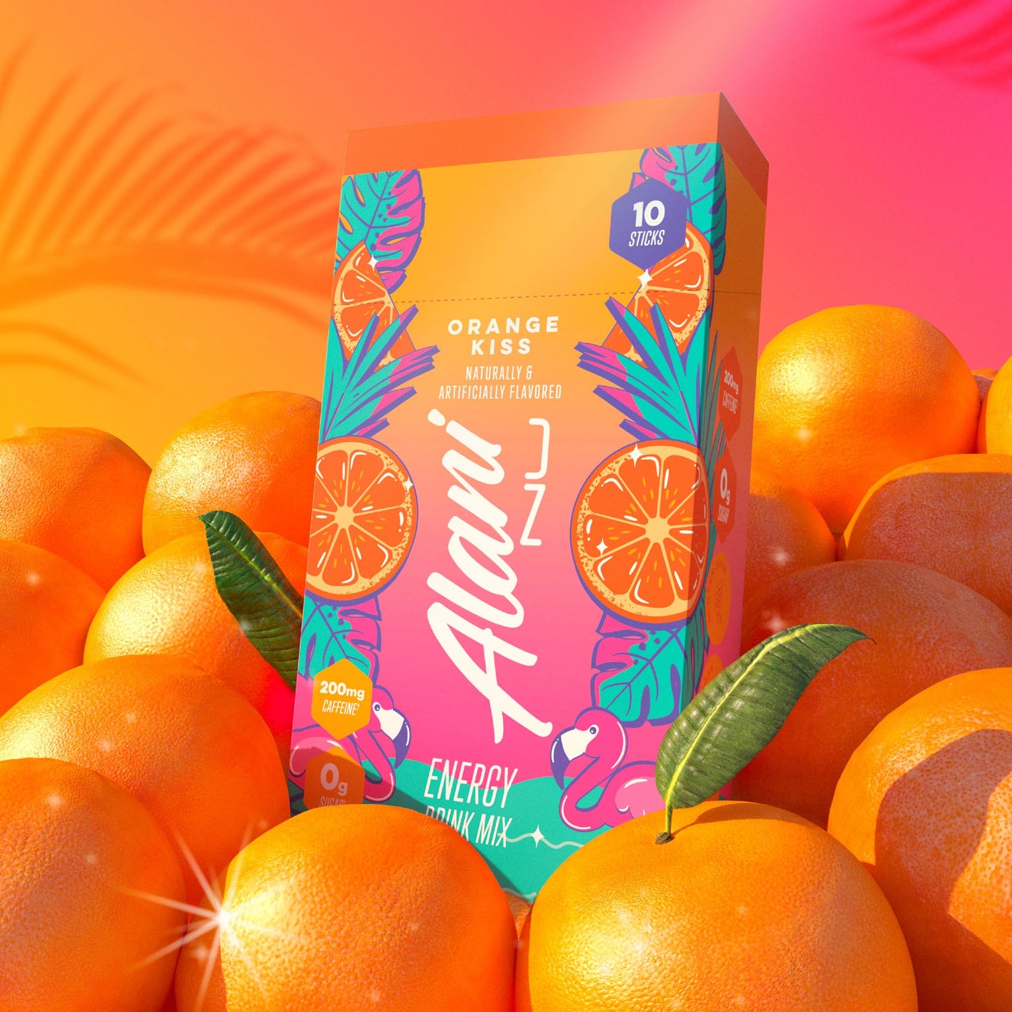 Alani Nu Energy Sticks, Orange Kiss, 200mg Caffeine, 0.24 oz (Pack of 10), Zero Sugar, On-The-Go Drink Mix