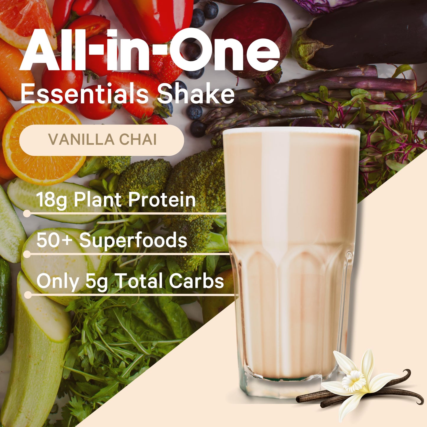 LyfeFuel All-in-One Essentials Nutrition Shake | 18g Plant-Based Protein | Vanilla | 26.4 oz | 24 Servings