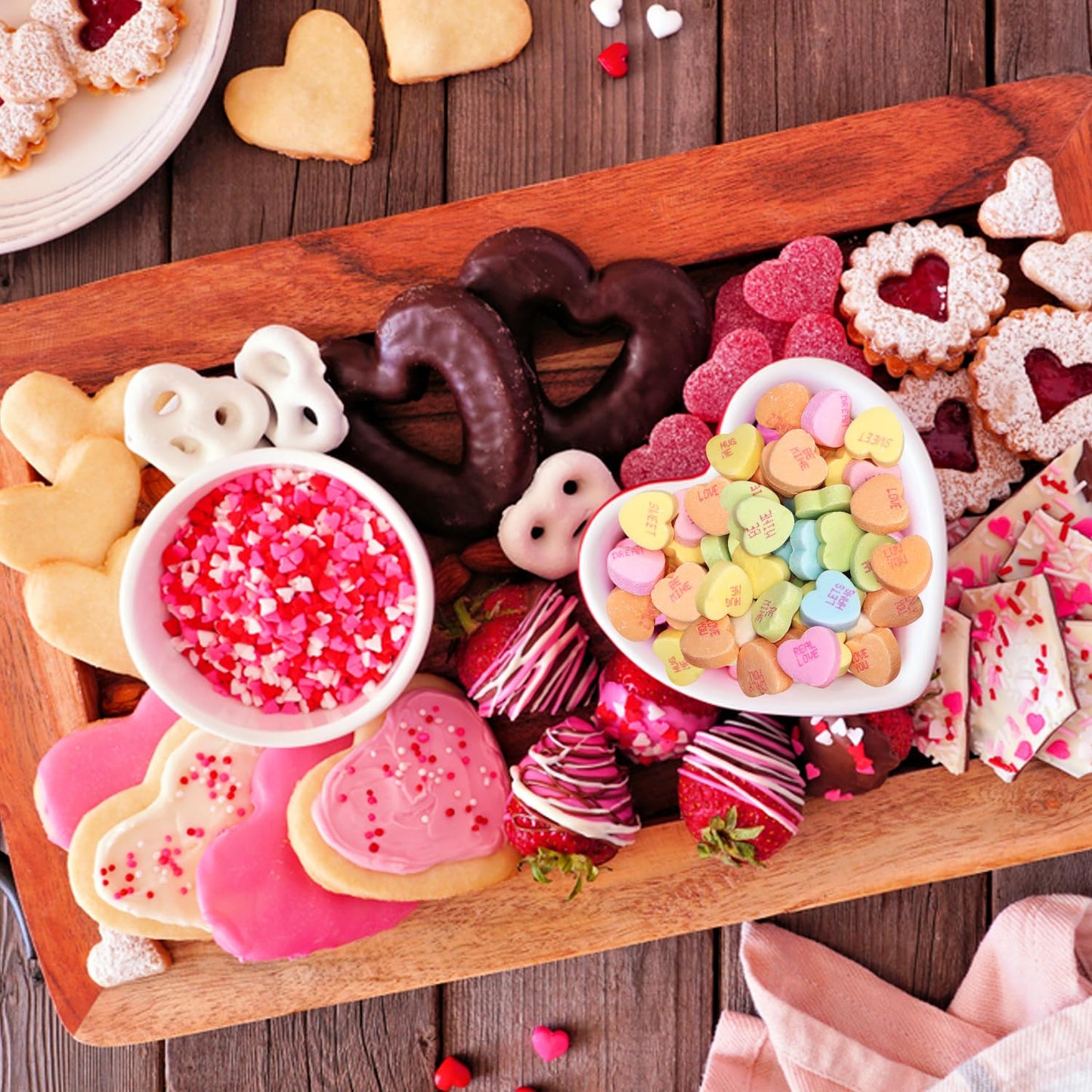 Tiny Conversation Hearts Candy 4 Pack - Assorted Fruit Flavored Heart Candies With Fun Messages - Grape, Cherry, Banana, Orange, Lemon-Lime, Wintergreen - For Parties, Gifts &   - 5 Oz Bags