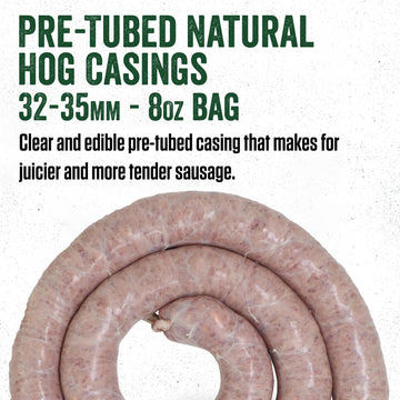 LEM Pre-Tubed Natural Hog Casings, 32-35mm, Edible Sausage Casings, Model 1241, 9.6 Ounce Package