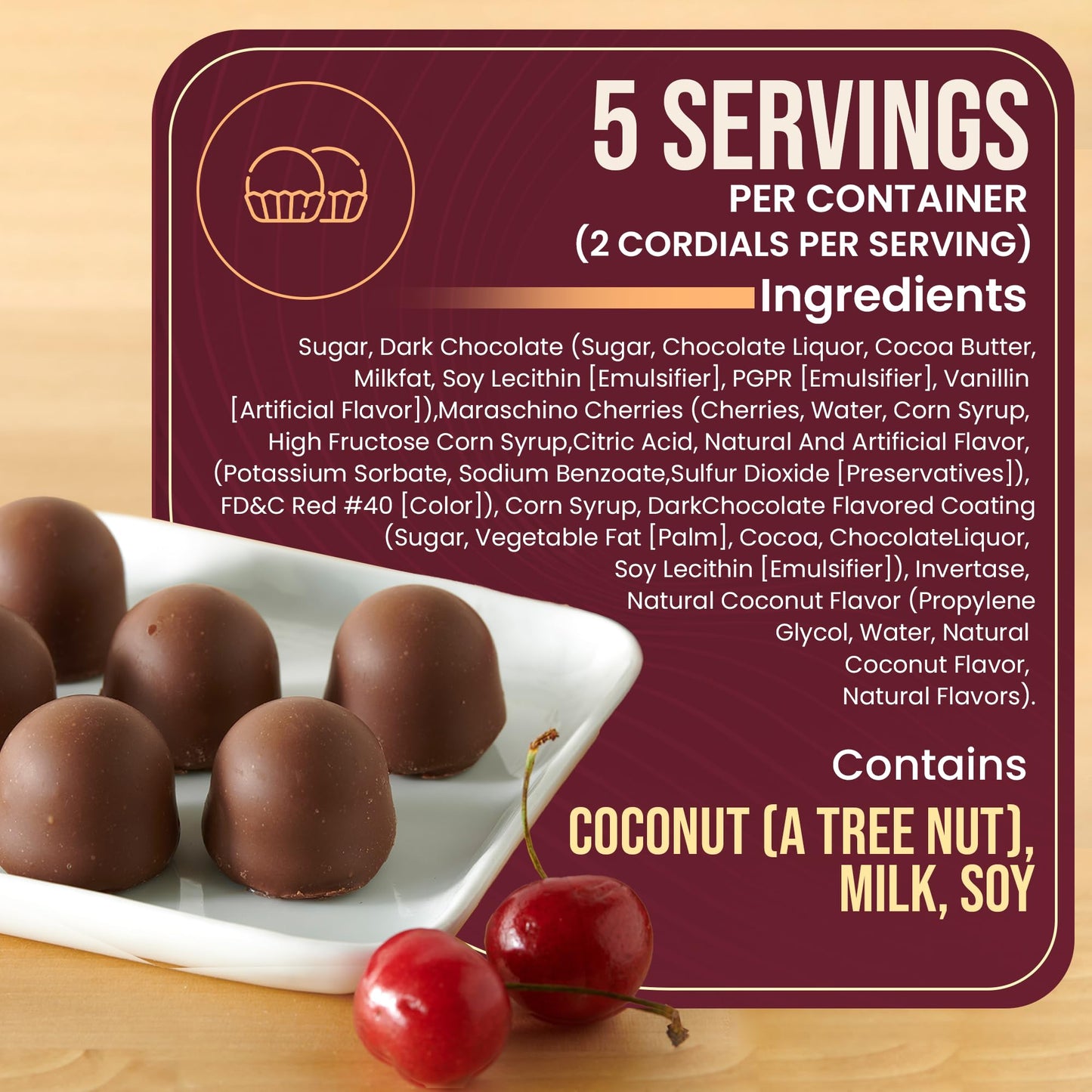 Queen Anne Dark Chocolate Coconut Covered Cordial Cherries | 6.6 Oz (Pack Of 12) | 10 Piece Gift Boxes | Whole Maraschino Cherry