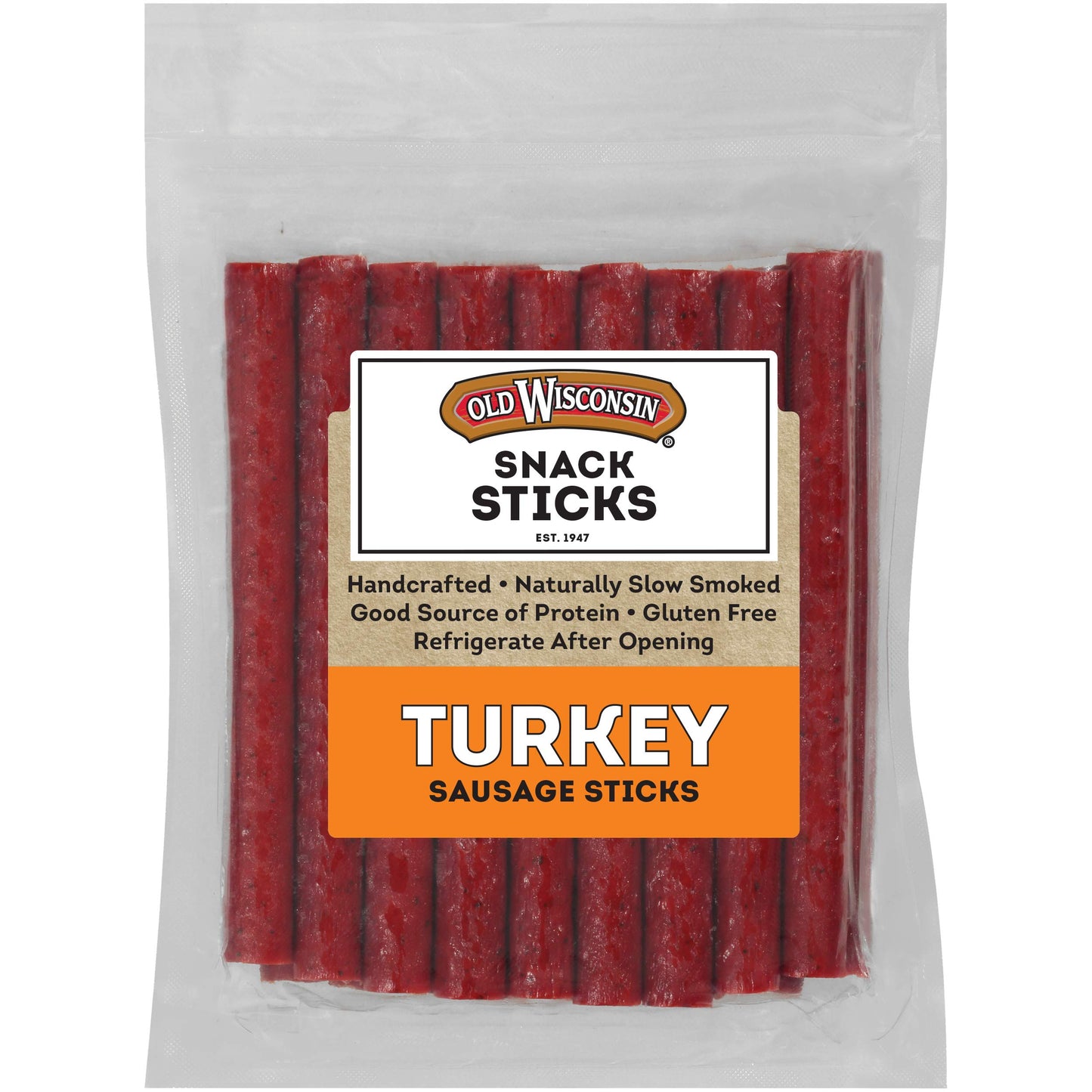 Old Wisconsin Turkey Sausage Snack Sticks, Naturally Smoked, High Protein, Low Carb, 16 oz Resealable Package