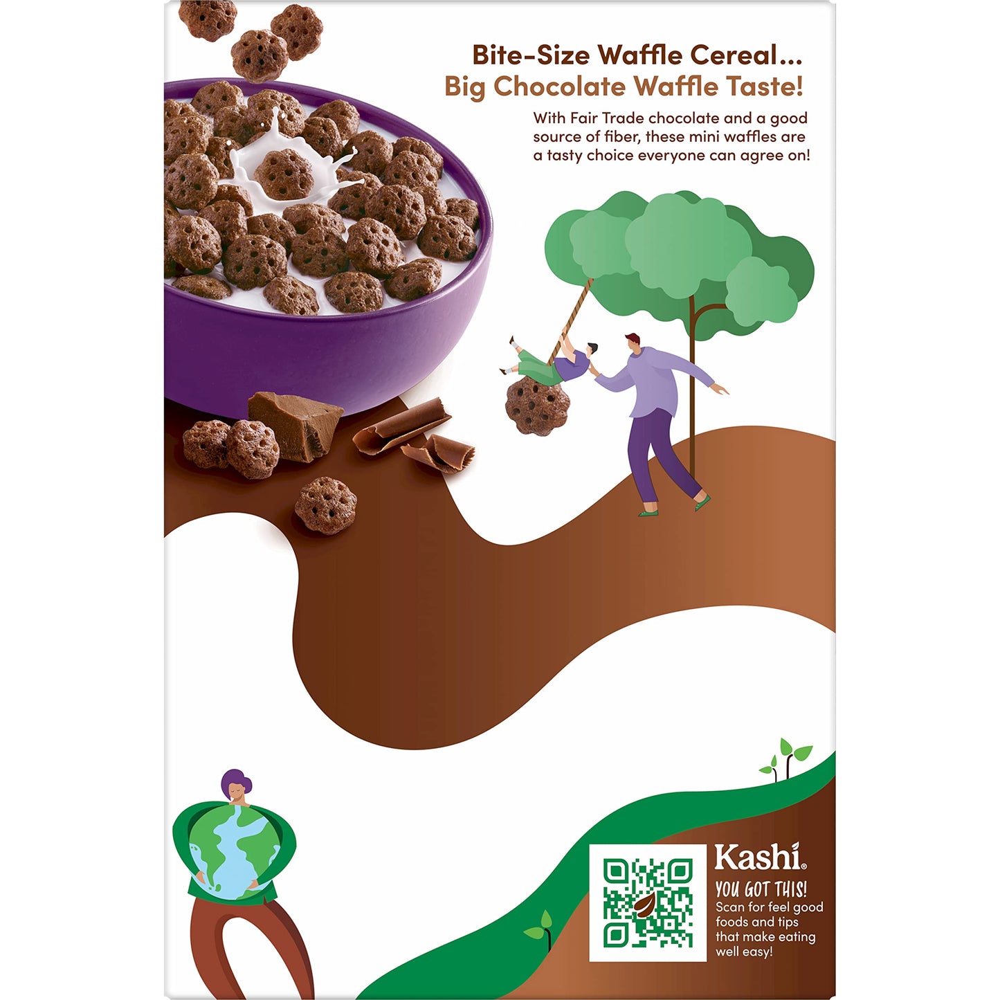 Kashi Breakfast Cereal, Vegan, Made With Whole Grains, Chocolate Waffle Bites (8 Boxes)