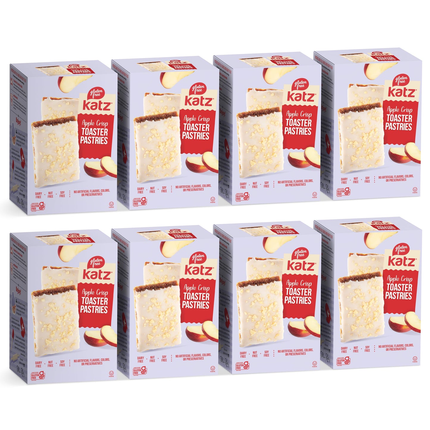 Katz Gluten Free Apple Crisp Toaster Pastries, Dairy-Free, 8oz (Pack of 8)