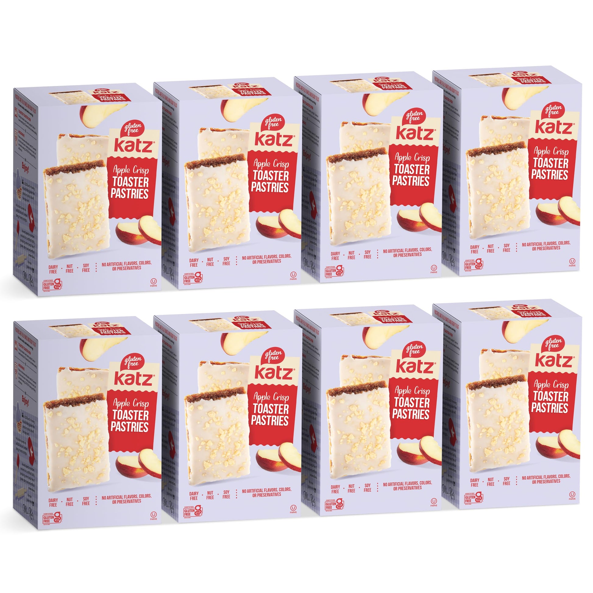 Katz Gluten Free Apple Crisp Toaster Pastries, Dairy-Free, 8oz (Pack of 8)