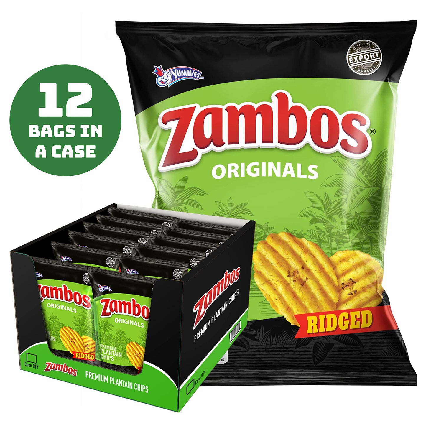 Zambos Plantain Chips Original, Ridged (Pack Of 12)