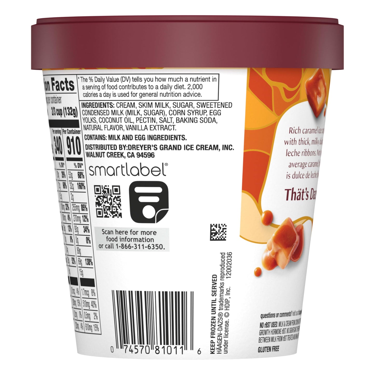 Haagen-Dazs, Dulce De Leche Ice Cream, 14 oz (Frozen)