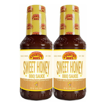 Country Bobs Sweet Honey Barbecue Sauce - Gluten Free BBQ Sauce for Meat & Fish, 18oz, Pack of 2