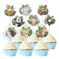 Gyufise Woodland Animal Cupcake Toppers, 36Pcs, Paper, Multi Color, Wild One Theme Birthday Party Decorations