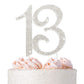 Crystal Creations 13 Cake Topper - Premium Silver Metal Decoration - 1 Count - Sparkly Rhinestone for 13th Birthday Party