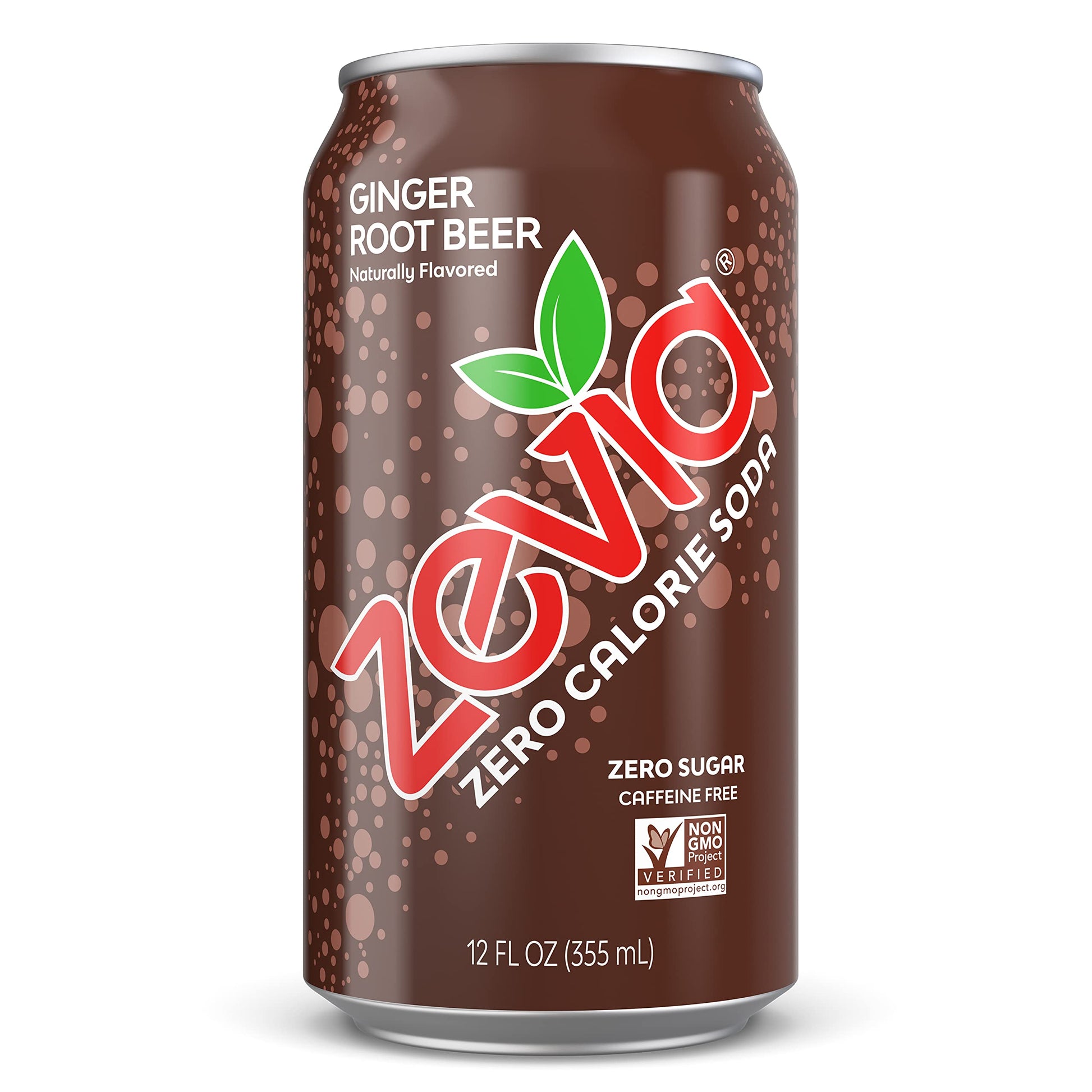 Zevia Zero Calorie Soda, Ginger Root Beer, 12 Fl Oz Cans, Pack of 24