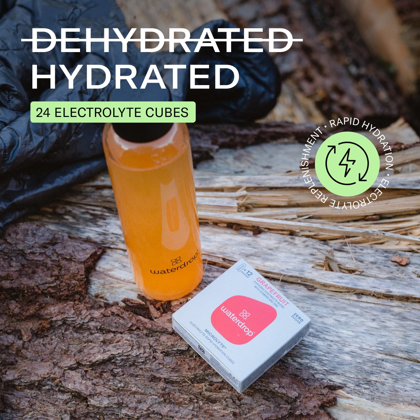 Waterdrop Electrolyte Cubes, Grapefruit Flavor, Zinc, 9 Vitamins & 5 Electrolytes, On The Go Water Enhancer For Still & Sparklin