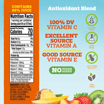 Good2Grow Strawberry Kiwi & Tropical Medley Flavored Antioxidant Blend Juice For Kids- Juice Bottles Bulk 24 Pack, Reusable Bott