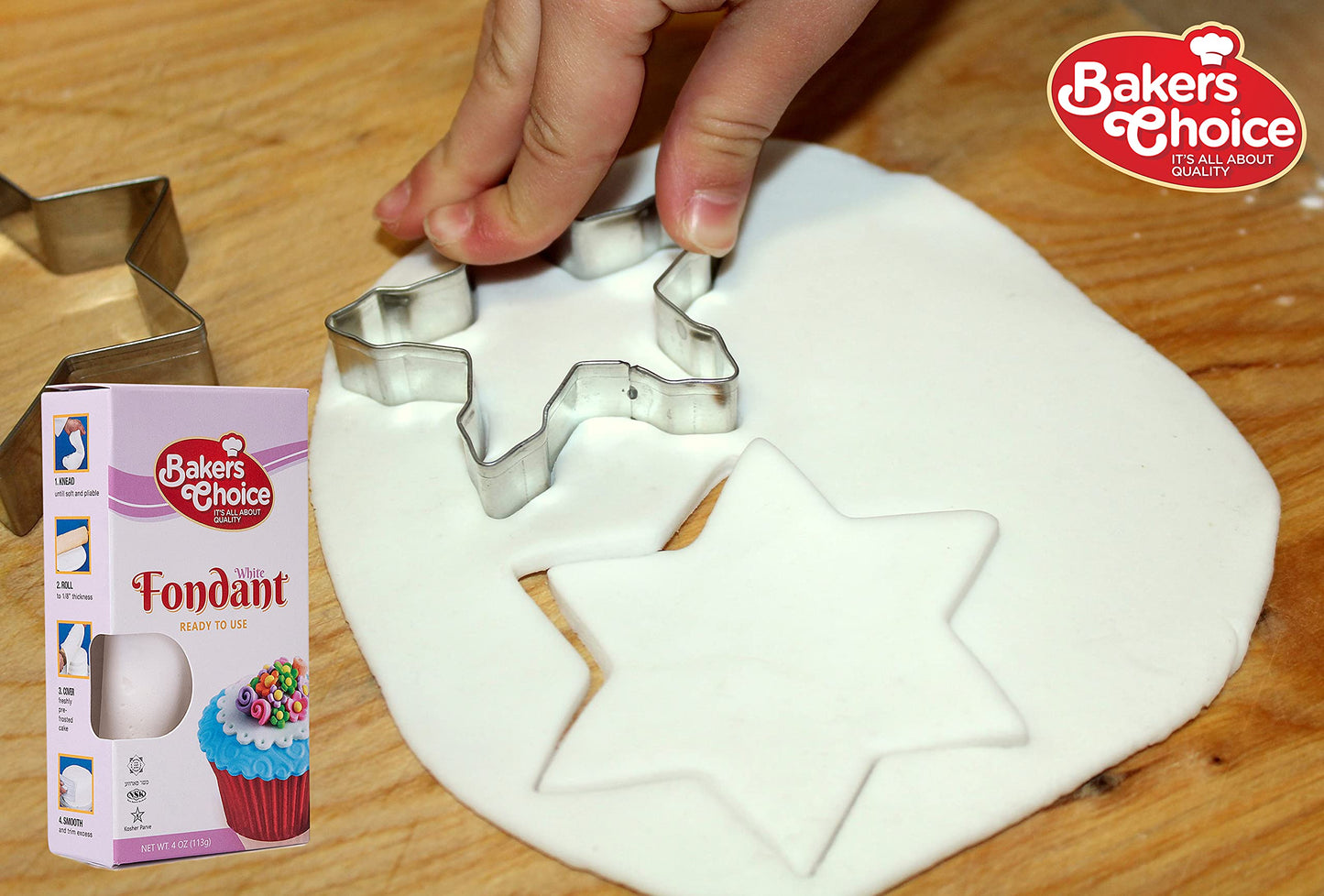 Bakers Choice White Fondant Icing - 4 oz - Easy to Use Cake Decorating Frosting - Dairy Free, Nut Free