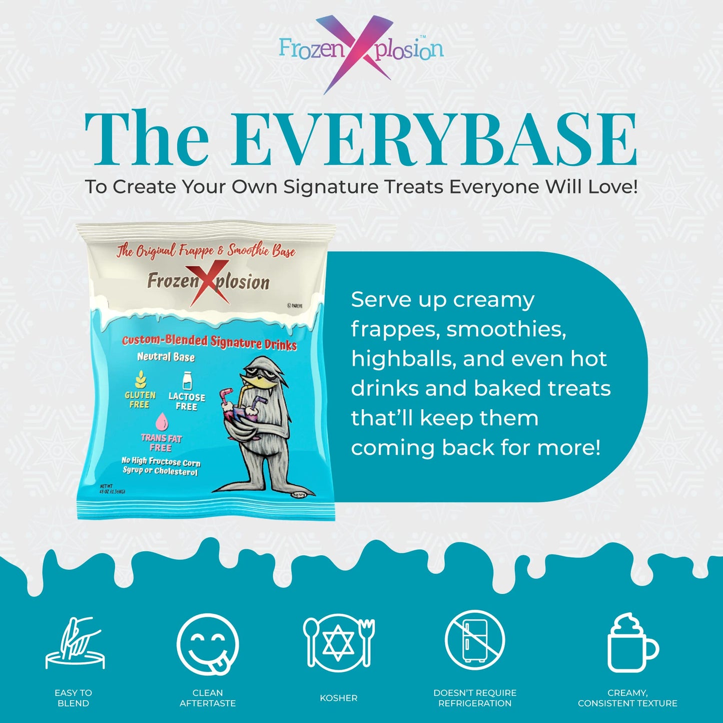Frozen Xplosion Original Frappe & Smoothie Powder Mix Base, 12 Bags - Make Your Own Frappuccinos, Granitas, Soft Serve Ice Cream