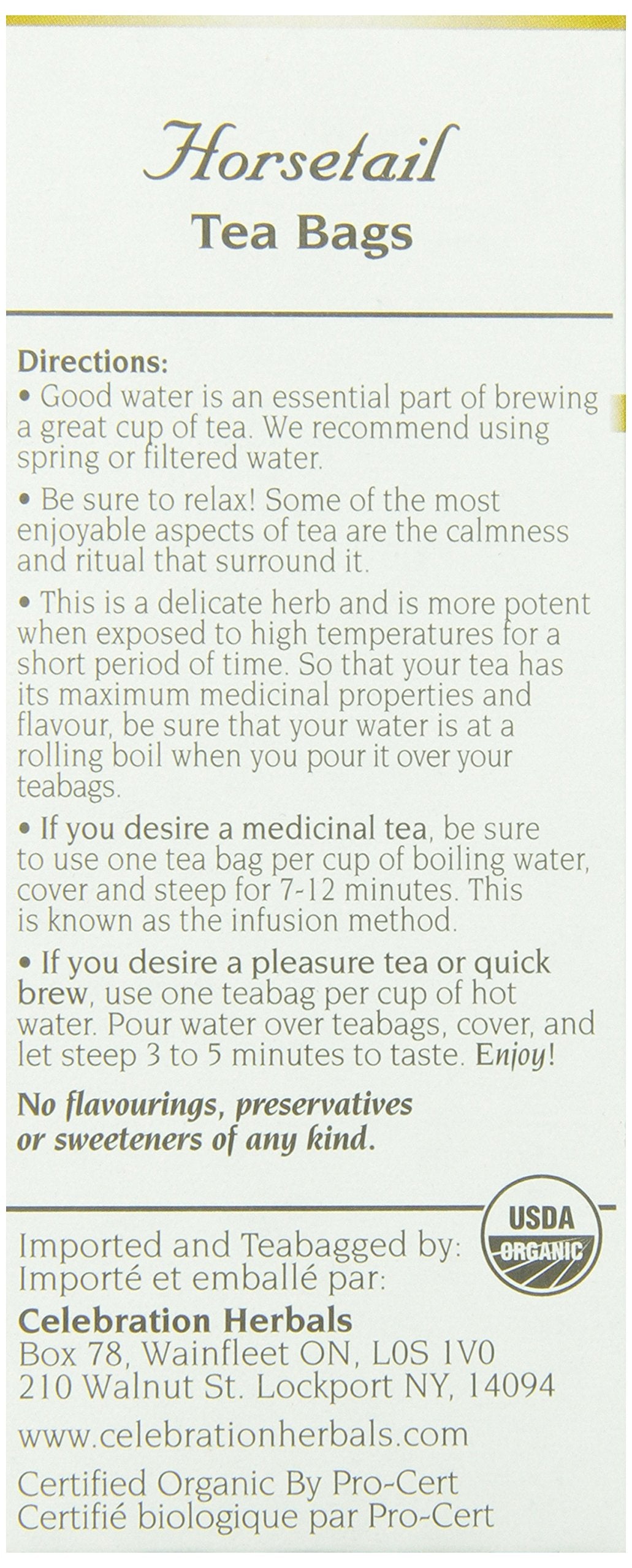 Celebration Herbals Horsetail Tea Organic 24 Bag, 1.16 0Z